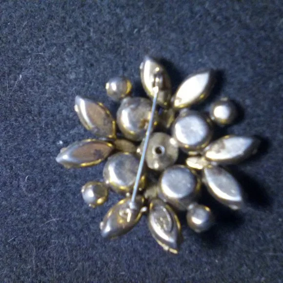 Vintage Yellow n Light Blue Rhinestone Star Brooch - Picture 6 of 6